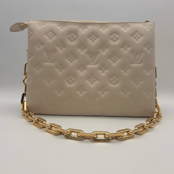 Louis Vuitton Coussin PM Cream Monogram Empreinte Gold Chain Strap - Picture 2 of 16